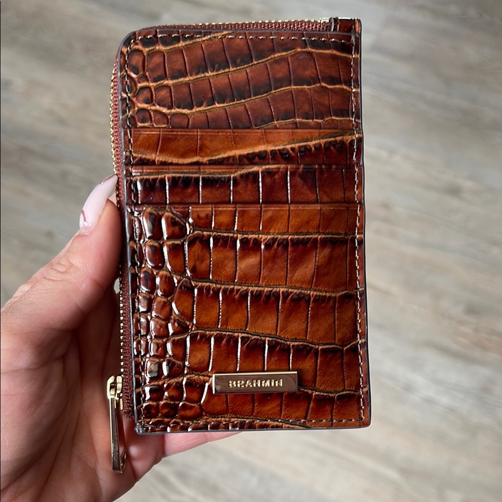 Brown Crocodile Embossed Leather Wallet